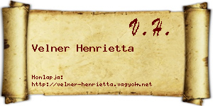 Velner Henrietta névjegykártya